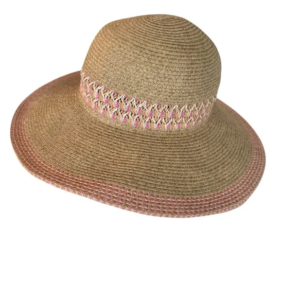 August Hat Company Wide Brimmed Paper Straw Floppy Sun Hat OSFM - Picture 2 of 7